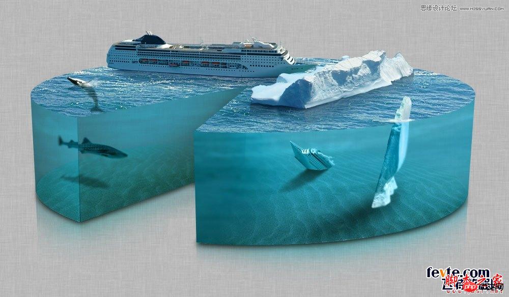 photoshop使用自带的3d工具制作一块立体海洋 