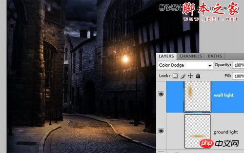 photoshop创建逼真的夜晚路灯效果