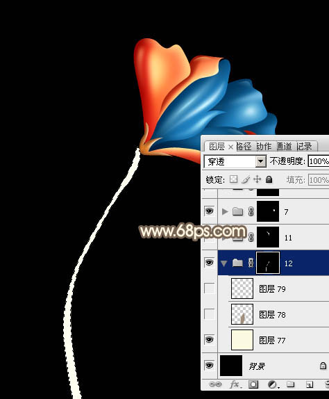 Photoshop打造出一朵华丽的彩色水晶花朵