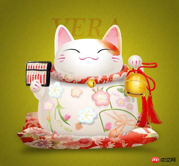 Photoshop制作一只可爱的白色招财猫