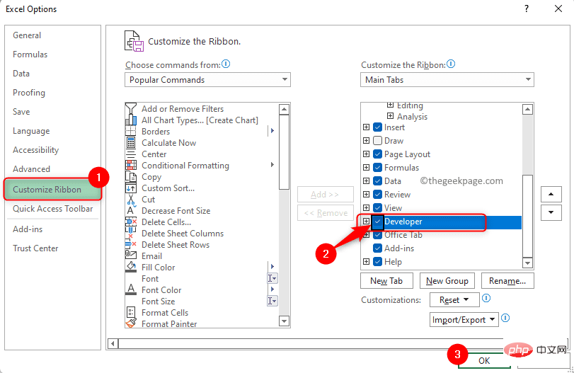 How to display the developer tab in microsoft excel common problem php cn