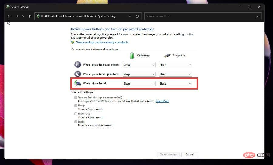如何更改 Windows 11 上的盖子关闭操作