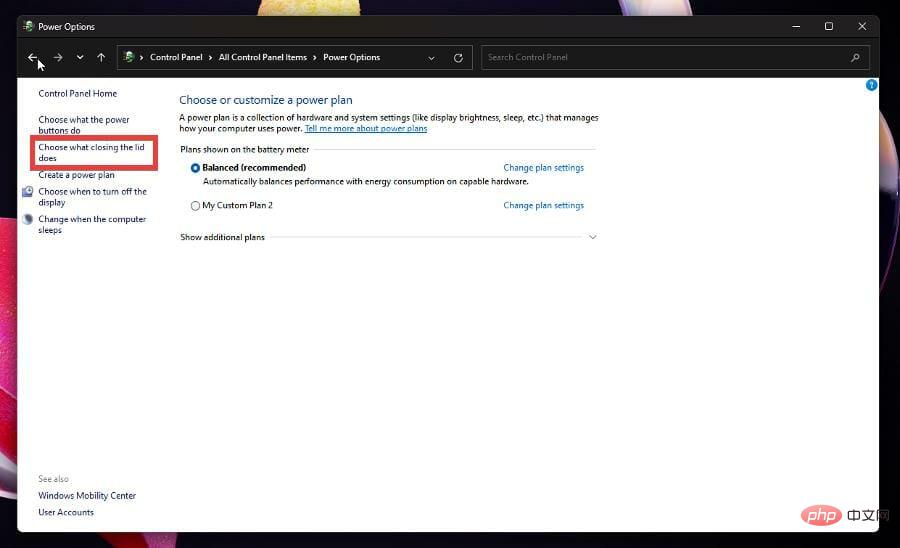 如何更改 Windows 11 上的盖子关闭操作