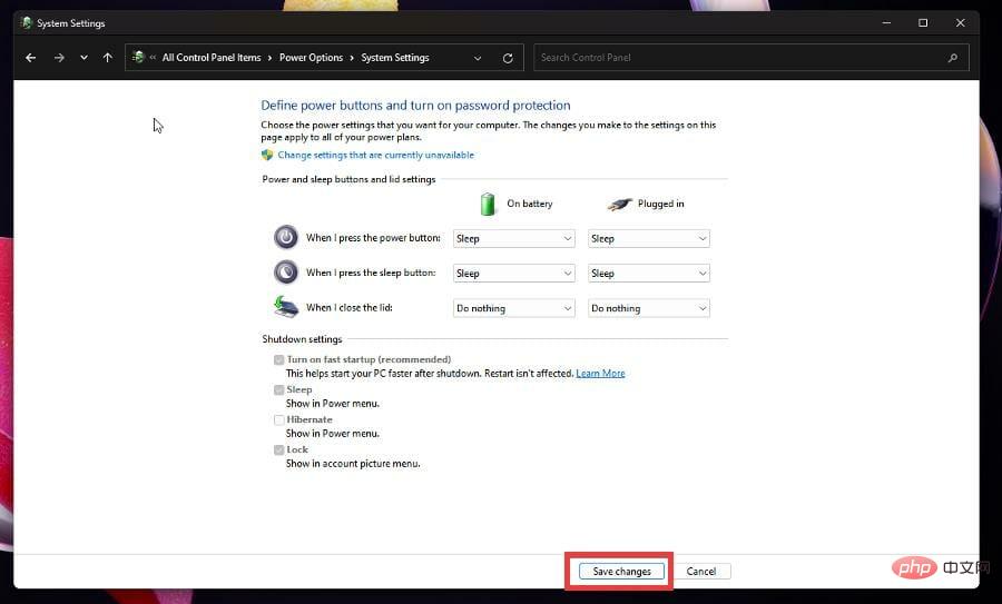 如何更改 Windows 11 上的盖子关闭操作