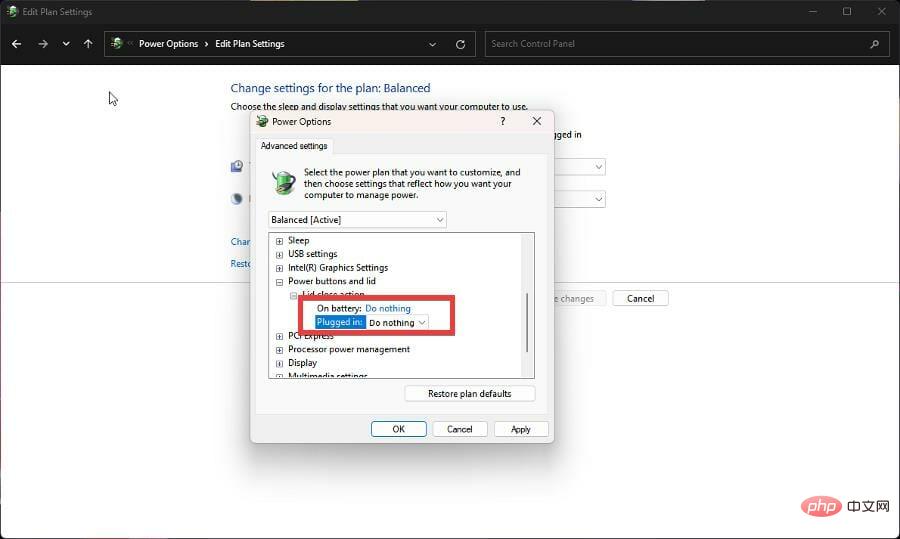 如何更改 Windows 11 上的盖子关闭操作