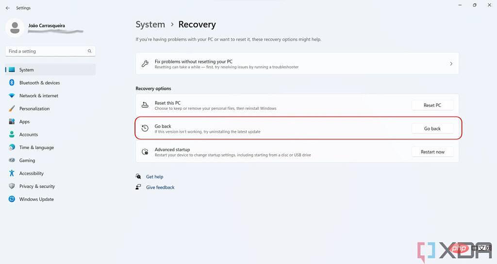 如何从 Windows 11 版本 22H2 回滚