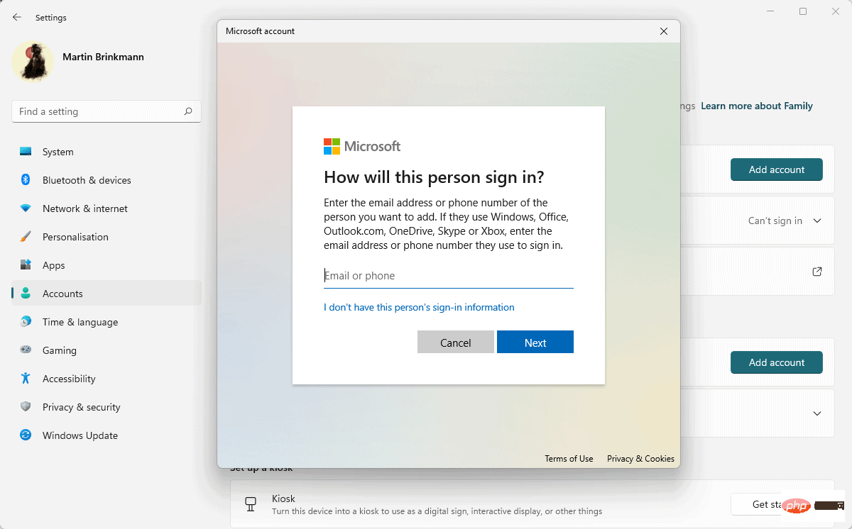 如何在 Windows 11 版本 22H2 设备上使用本地帐户