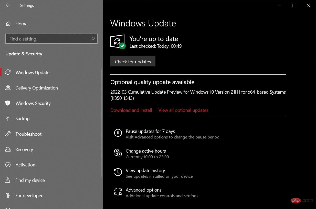 Windows 10 KB5011543 添加了新功能，修复了 BSOD 错误