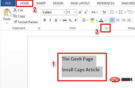 如何在 MS Word 中使用小写字母