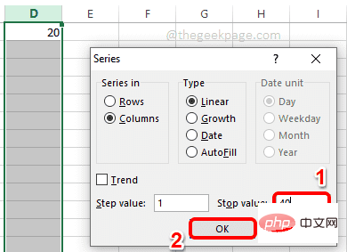 如何在 Microsoft Excel 中使用填充系列自动填充顺序数据