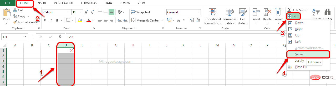 如何在 Microsoft Excel 中使用填充系列自动填充顺序数据