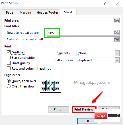 在 Excel 工作表中打印时如何在每一页上重复顶行标题