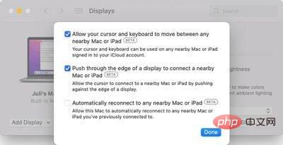 macOS Monterey 12.3 Beta 3 使访问通用控制设置更容易