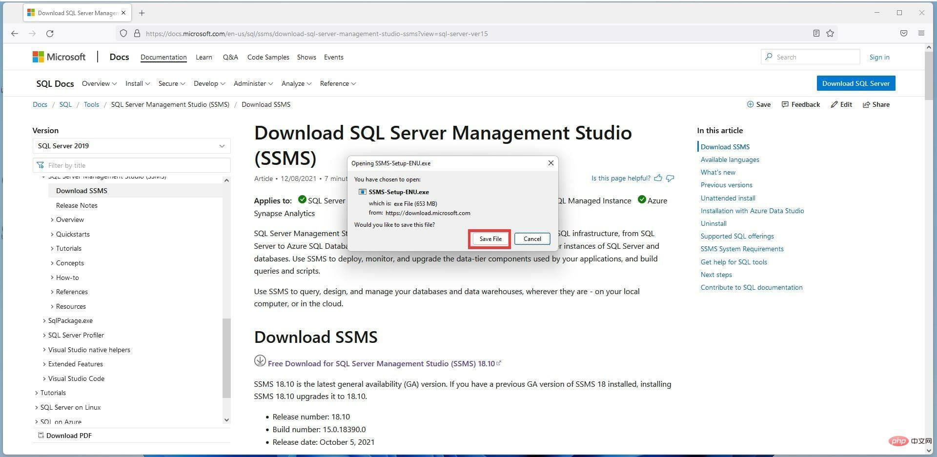 在 Windows 11 上下载并安装SQL Server 2021开发者版