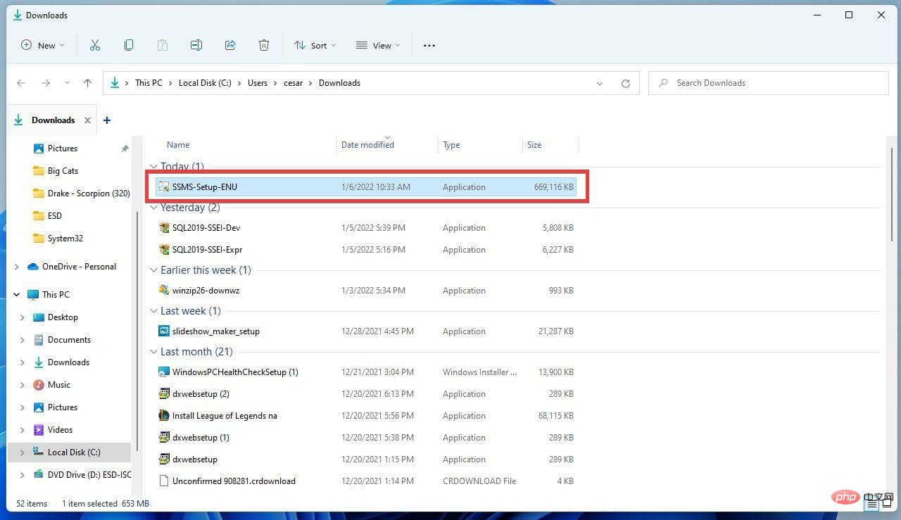 在 Windows 11 上下载并安装SQL Server 2021开发者版