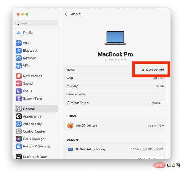 如何在 MacOS Ventura 中重命名 Mac 计算机名称