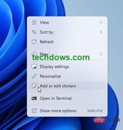 如何在 Windows 11 中启用或禁用桌面上的贴纸