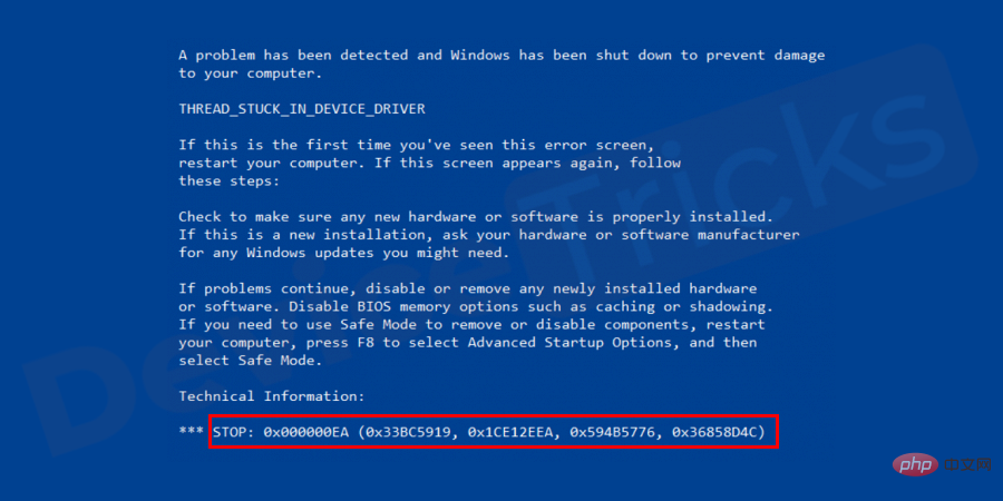 如何解决蓝屏错误代码0x000000EA，导致线程被卡在设备驱动程序？