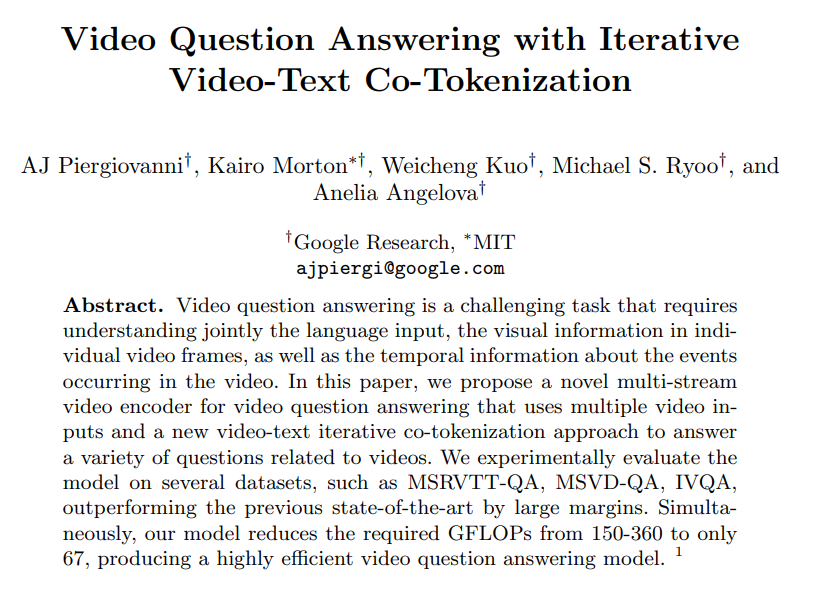 Google and MIT’s “Iterative Joint Certification” video question and answer model: SOTA performance, using 80% less computing power