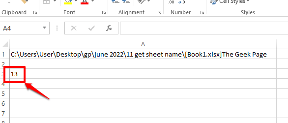 如何在 Excel 中获取当前工作表的名称