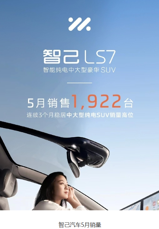 智己汽车5月销量亮眼 智己LS7成为纯电SUV销冠