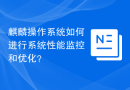 麒麟操作系统如何进行系统性能监控和优化？