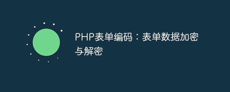 PHP表单编码：表单数据加密与解密