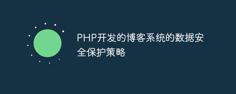 PHP开发的博客系统的数据安全保护策略