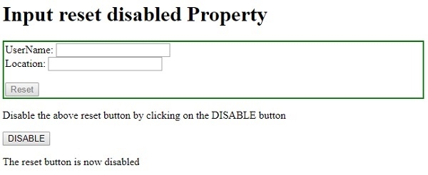 HTML DOM Input Reset disabled 属性

HTML DOM Input Reset disabled 属性用于设置或获取重置按钮是否被禁用