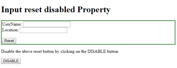 HTML DOM Input Reset disabled 属性

HTML DOM Input Reset disabled 属性用于设置或获取重置按钮是否被禁用