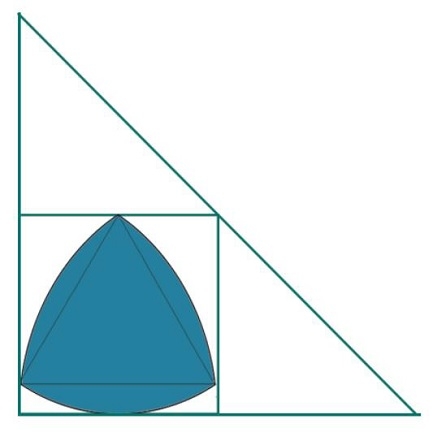 最大的内切于直角三角形的正方形内的鲁埃洛三角形是什么？