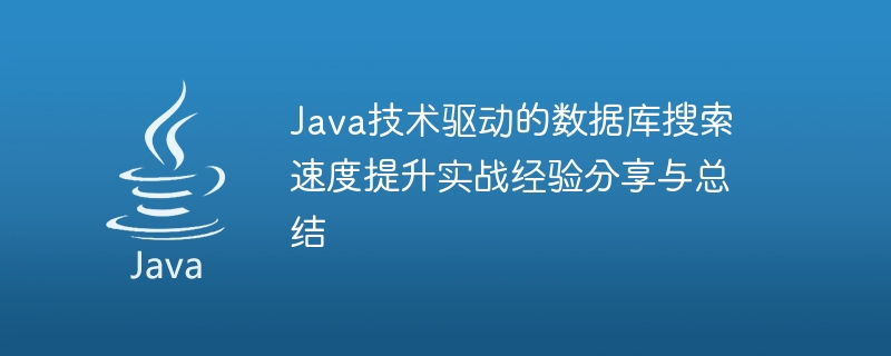 java技术驱动的数据库搜索速度提升实战经验分享与总结