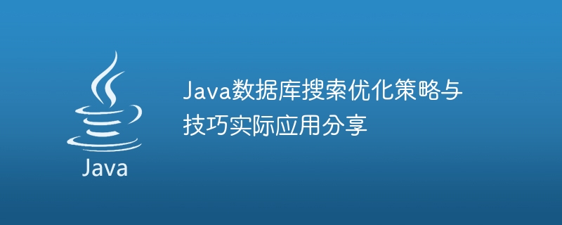 Java データベース検索最適化戦略とテクニックの実用的なアプリケーションの共有