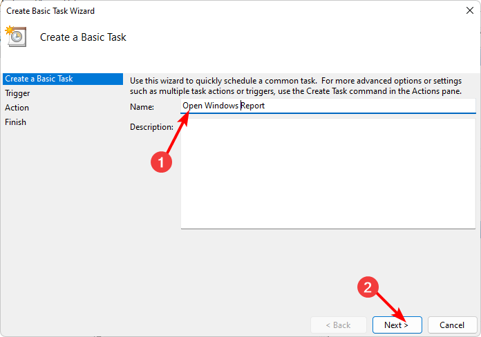 How to open a website using Task Scheduler