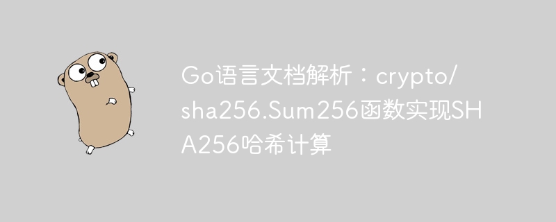 go语言文档解析：crypto/sha256.sum256函数实现sha256哈希计算
