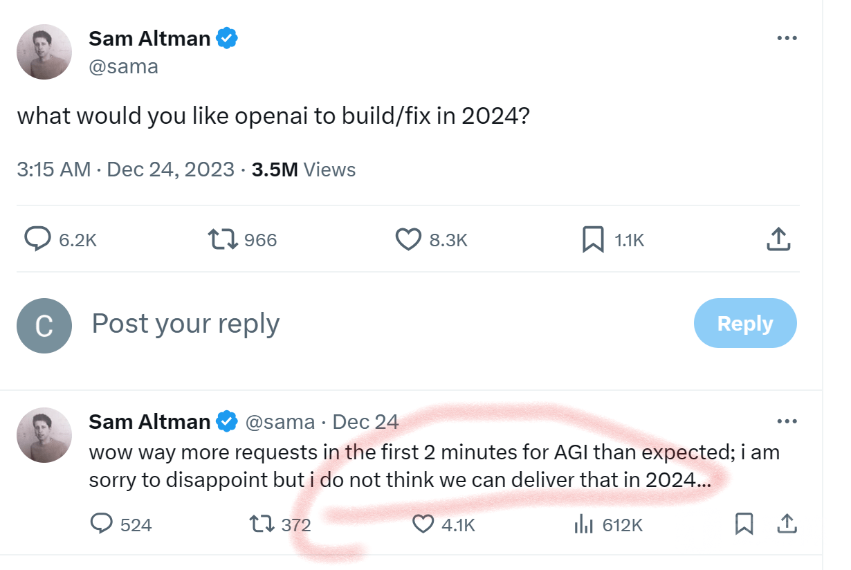 Sam Altman：不认为2024年Open AI能实现AGI目标