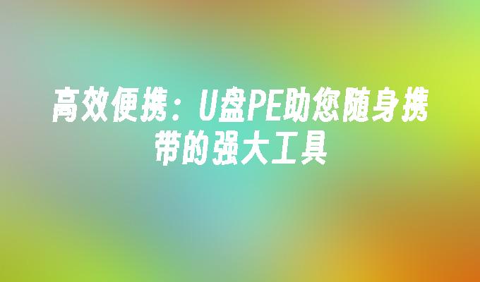 高效便携：U盘PE助您随身携带的强大工具