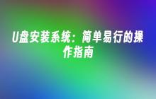 易行操作指南：使用U盘安装系统