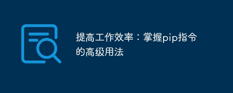 提高工作效率：掌握pip指令的高级用法