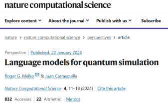 Published in the Nature sub-journal, the University of Waterloo team comments on the present and future of quantum computers + large language models