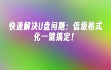 快速解决U盘问题:低级格式化一键搞定!