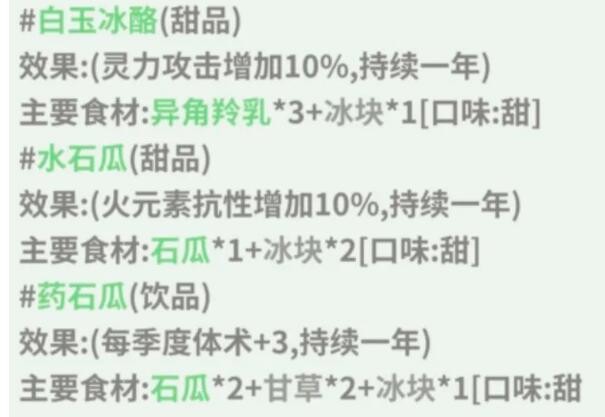 《伏魔人偶：转生模拟器》水石瓜食谱配方及效果一览