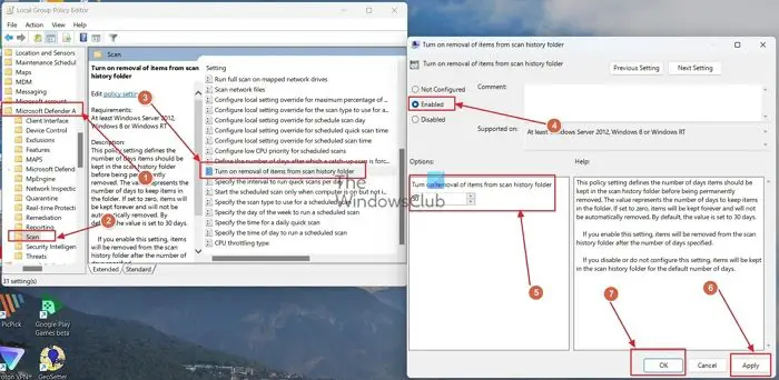 Windows Defender历史记录崩溃；无法删除检测。日志