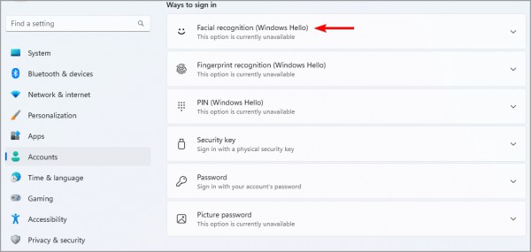 How to solve the problem that face recognition cannot be turned on in win11 but the camera works normally?