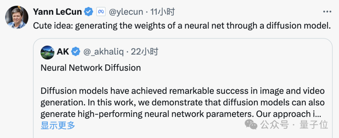 Pénétrez dans la couche inférieure de lIA ! Léquipe de NUS Youyang utilise un modèle de diffusion pour construire les paramètres du réseau neuronal, LeCun aime ça