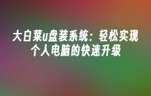 大白菜u盘装系统:轻松实现个人电脑的快速升级