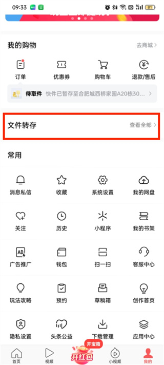 How to transfer files in Toutiao Search Express Edition