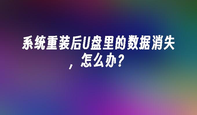 系统重装后U盘里的数据消失，怎么办？