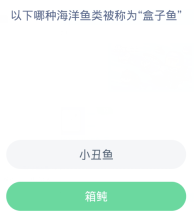 蚂蚁森林神奇海洋3月4日：以下哪种海洋鱼类被称为盒子鱼