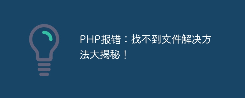 php报错：找不到文件解决方法大揭秘！